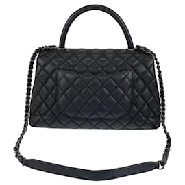 Chanel-Chanel Caviar Skin Matelasse Coco Handle 2-Way Handbag-Black