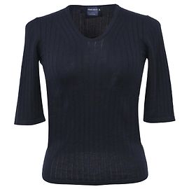 Giorgio Armani Strickoberteil aus schwarzem Kaschmir Schwarz