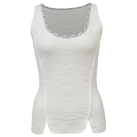 Dior-Christian Dior Scoop Neck Sleeveless Top in White Viscose-White,Cream