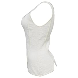 Dior-Christian Dior Scoop Neck Sleeveless Top in White Viscose-White,Cream
