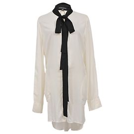 Ann Demeulemeester Hemd mit Schleifendetail aus weißer Baumwolle Weiß Roh
