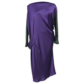 Robe midi à manches longues Alberta Ferretti en soie violette Violet