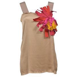 Top da sera Lanvin con grande dettaglio floreale in seta nuda Marrone Carne