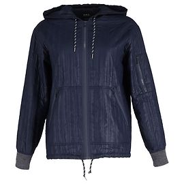 Apc A.P.C. Quilted Zipped Jacket in Navy Blue Polyester Blue Navy blue