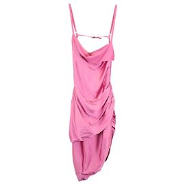 Vestido drapeado assimétrico Mini Le Splash da Jacquemus em viscose rosa Rosa