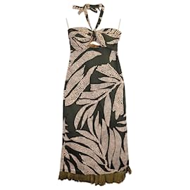 Johanna Ortiz-Johanna Ortiz Midi Cocktails In Zanzibar Printed Dress in Green Cotton-Other