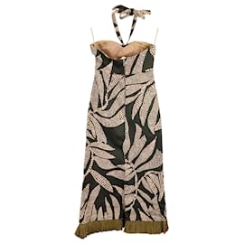 Johanna Ortiz-Johanna Ortiz Midi Cocktails In Zanzibar Printed Dress in Green Cotton-Other