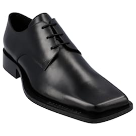 Balenciaga-Balenciaga Leather Cut Derby Shoes Black-Black
