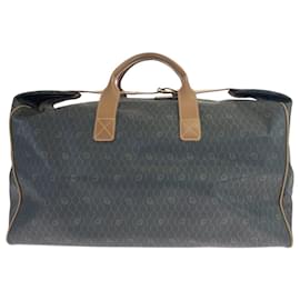 Christian Dior-Dior PVC/Leather Honeycomb Brown Gold Hardware Boston Bag-Grey