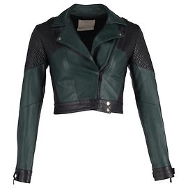 Veste Biker bicolore en cuir vert de Jason Wu Vert