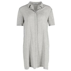 Alexander Wang Mini Hemd Kleid mit Fransen aus grauer Baumwolle Grau