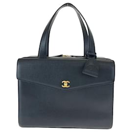 Chanel-Chanel Vintage Caviar Skin Coco Mark Business Bag-Black