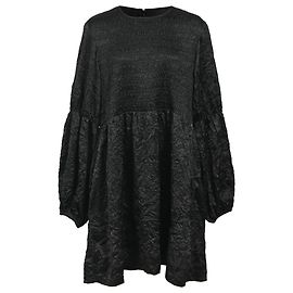 Robe mini en polyester recyclé cloqué froncé Ganni en noir Noir