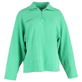 Autre Marque Pangaia Doppel-Jersey-Half-Zip-Sweatshirt aus grüner Baumwolle Grün