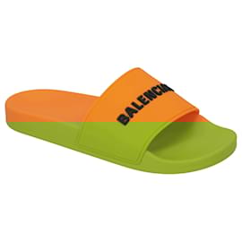 Balenciaga-Balenciaga Logo Pool Slide Orange-Orange