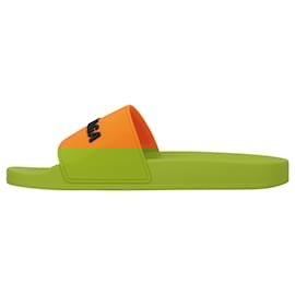 Balenciaga-Balenciaga Logo Pool Slide Orange-Orange