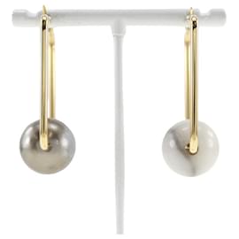 Céline-Celine Hoop Earrings-Golden,Metallic