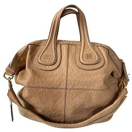 Givenchy Calfskin Ostrich Embossed Medium Nightingale Handbag Beige