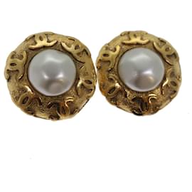 Chanel-CHANEL COCO Mark Earring metal Gold CC Auth hk1466-Golden