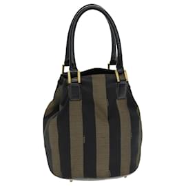 Fendi-Sac à main en toile Pecan FENDI marron noir Auth ar12316-Marron,Noir