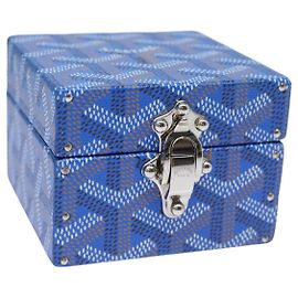 GOYARD Herringbone Regence Trunk Jewelry Case PVC Blue Auth yk14130A Blue