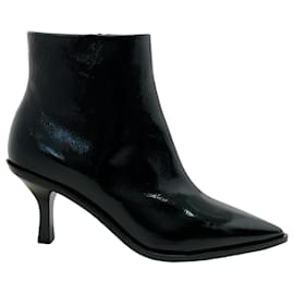 Casadei-Casadei Black Patent Thunderdome Booties-Black