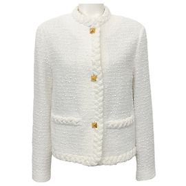 Chaqueta de tweed blanco Valentino con botones Rockstud Blanco
