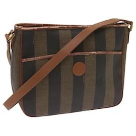 Fendi-Sac à épaule en toile Fendi Pecan marron noir-Marron