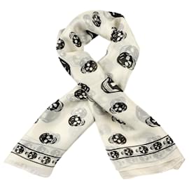 Alexander Mcqueen-Skull Silk Scarf-White