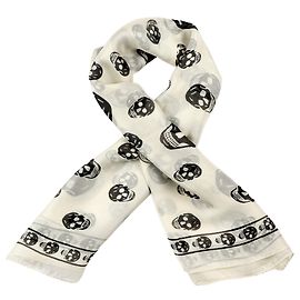 Alexander Mcqueen Skull Silk Scarf White