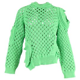 Stella Mc Cartney Grüner Baumwollpullover mit Ausschnitten von Stella McCartney Grün