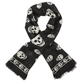 Alexander Mcqueen-Skull Silk Scarf-Black