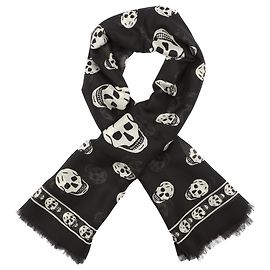 Alexander Mcqueen Skull Silk Scarf Black