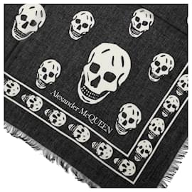 Alexander Mcqueen-Skull Silk Scarf-Black