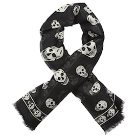 Alexander Mcqueen-Skull Silk Scarf-Black