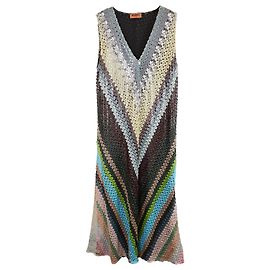 Vestido maxi de crochê com listras metálicas Missoni em viscose multicolorida Multicor
