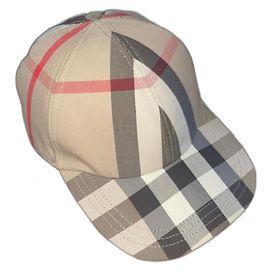 Gorro Burberry de algodão marrom preto bege Marrom Preto Bege