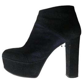 Marni Suede Ankle Boots Black Navy Blue Black Navy blue