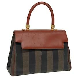 Fendi-Sac à main en toile Pecan FENDI marron noir Auth ar12314-Marron,Noir