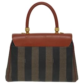 Fendi-Sac à main en toile Pecan FENDI marron noir Auth ar12314-Marron,Noir