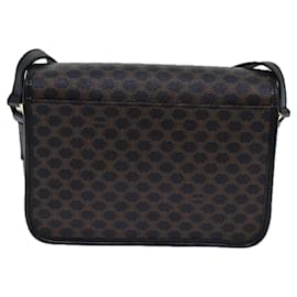 Céline-CELINE Macadam Canvas Shoulder Bag PVC Leather Black Auth 84935-Black