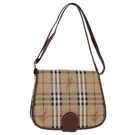 Autre Marque Bolsa de Ombro Burberrys Nova Check em PVC Couro Bege Auth hk1529 Bege
