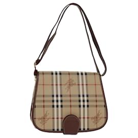 Autre Marque-Sac à épaule Burberrys Nova Check en PVC cuir beige Auth hk1529-Beige