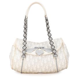 Dior White Oblique Romantique Handtasche Braun Weiß Roh