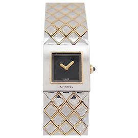 RELÓGIO VINTAGE CHANEL MATELASSE H0475 19 MM QUARTZ OURO E AÇO Outro