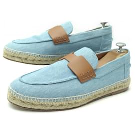 Hermès-HERMES TRIP 42 DENIM BLUE LOAFERS ESPADRILLES SHOES-Blue