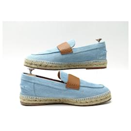 Hermès-HERMES TRIP 42 DENIM BLUE LOAFERS ESPADRILLES SHOES-Blue
