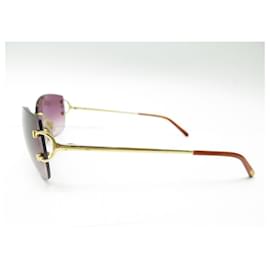 Cartier-NOVE ÓCULOS DE SOL CARTIER PICCADILLY CT0007RS DOURADOS-Dourado