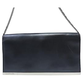 Lanvin-LANVIN HAND BAG ANTHRACITE LEATHER POUCH-Dark grey