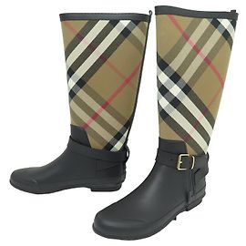 NINE BURBERRY SHOES SIMEON CHECK RAIN BOOTS 4038351 SIZE 41 Other